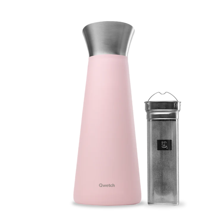 Qwetch Carafe isotherme inox pastel rose 1000ml